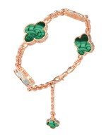 Браслет из золота c малахитом и перламутром