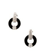 Серьги из белого золота c бриллиантами и ониксом