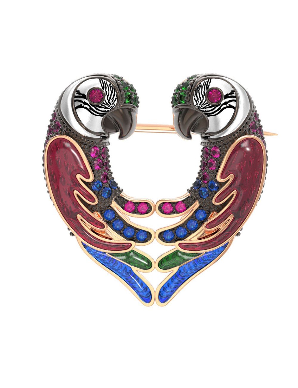 Брошь из золота c эмалью и фианитом