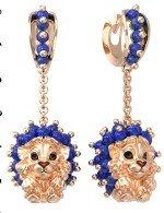 Серьги из золота c эмалью и лазуритом