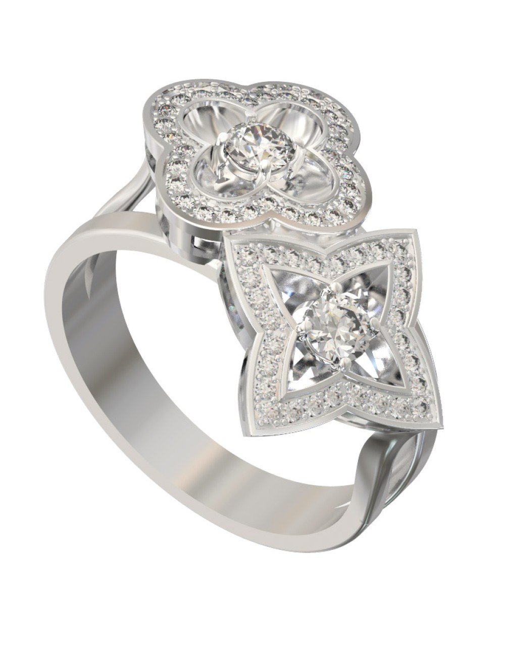 Кольцо из белого золота c бриллиантами