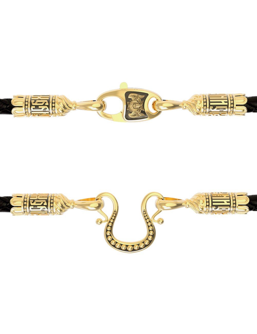 Гайтан из лимонного золота c кожаным шнурком