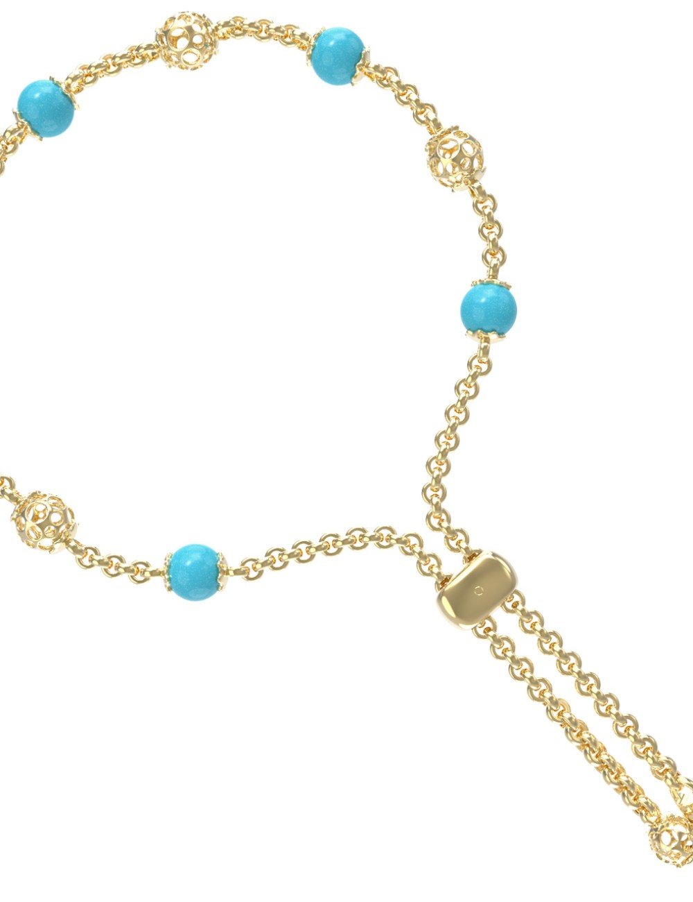 Браслет из лимонного золота c бирюзой