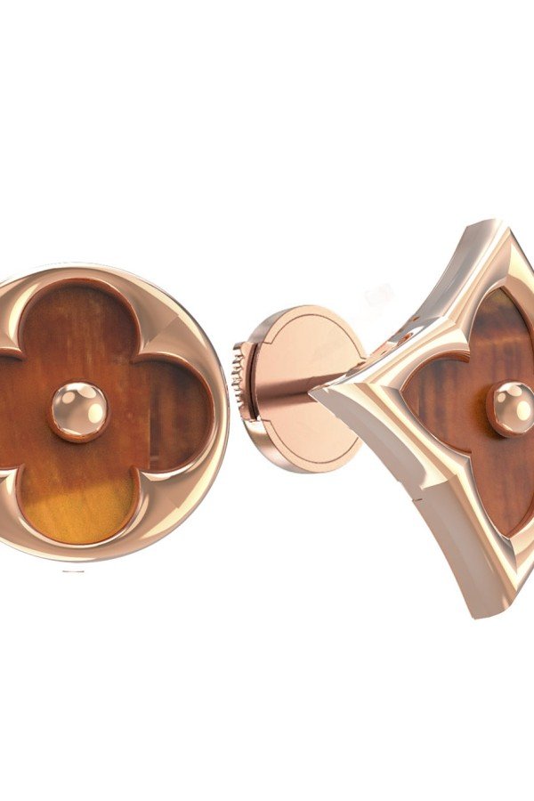 Серьги из золота c тигровым глазом