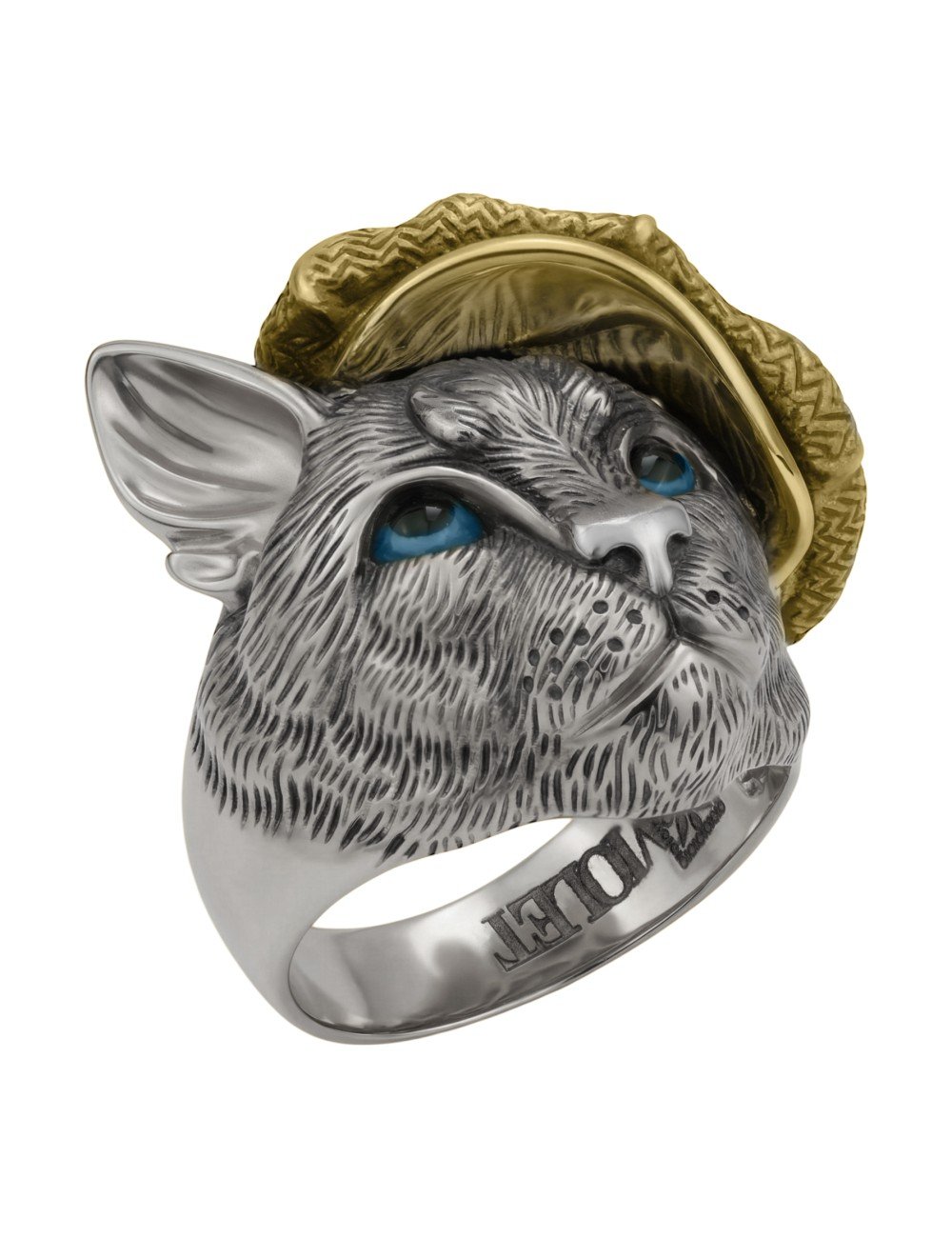 Кольцо из белого золота c эмалью