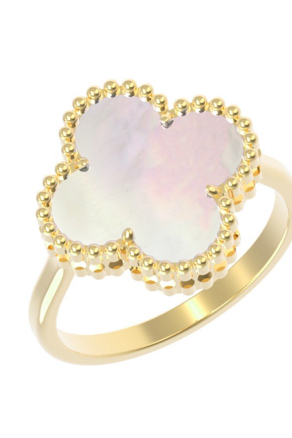 Кольцо из лимонного золота c перламутром