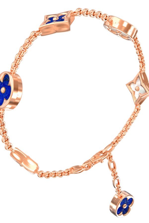 Браслет из золота c лазуритом и перламутром