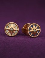 Серьги из золота c бриллиантами, лазуритом и перламутром