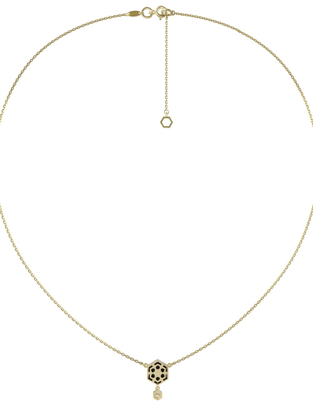 Колье из лимонного золота c бриллиантами и ониксом