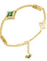 Браслет из лимонного золота c малахитом и перламутром