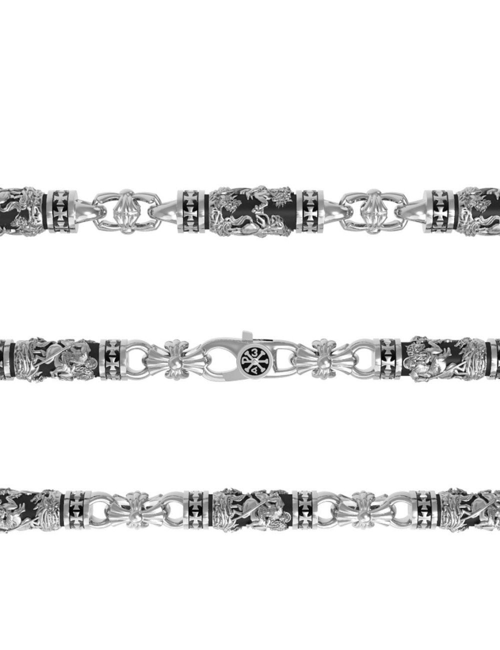 Цепь из белого золота c эбеновым деревом