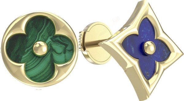 Серьги из лимонного золота c лазуритом и малахитом