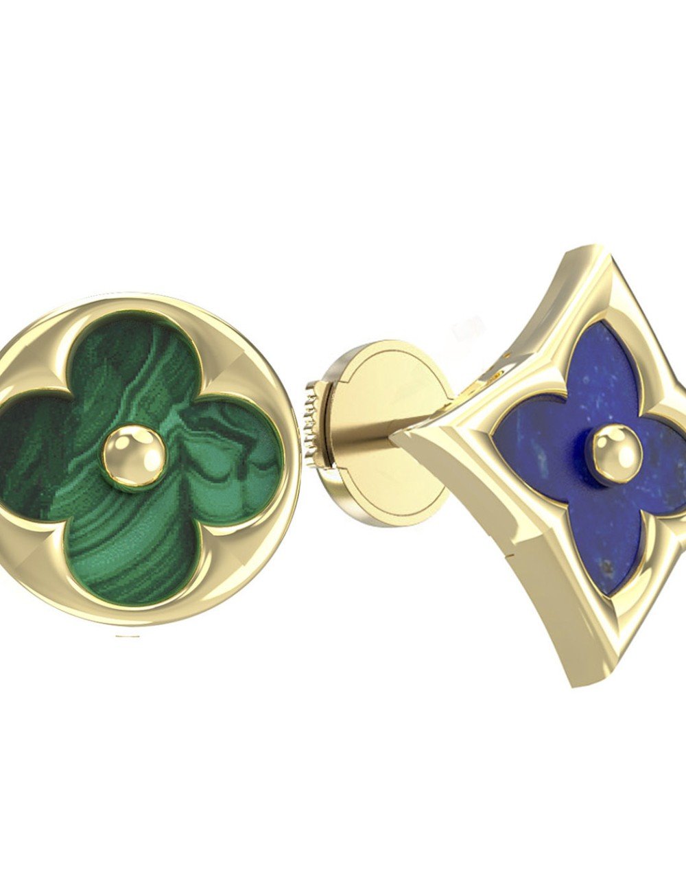 Серьги из лимонного золота c лазуритом и малахитом